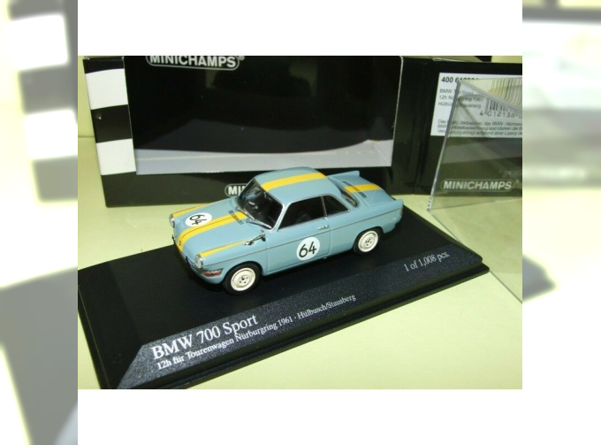 BMW 700 Sport 12h Nurburgring Hulbusch - Stausberg #64 (1961), blue / yellow