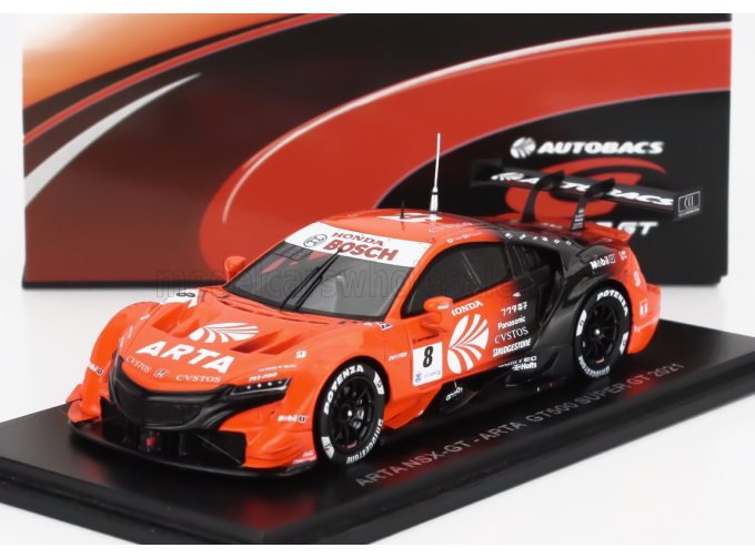 HONDA Nsx Gt Team Arta Racing №8 Gt500 Super Gt (2021) Tomoki Nojiri - Nirei Fukuzumi, Orange Black