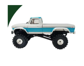 FORD F-250 (1976), silver metallic with teal green stripe