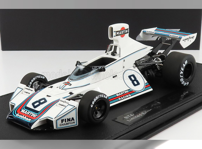 BRABHAM F1 Ford Bt44b Martini №8 Season (1975) Carlos Pace - Con Vetrina - With Showcase, White