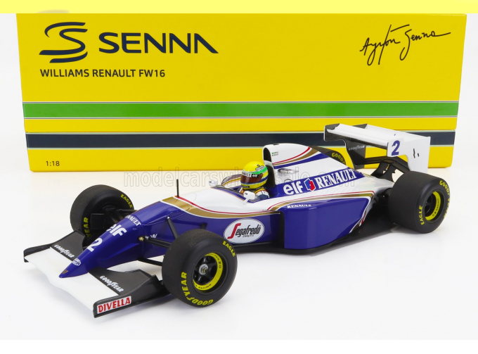 WILLIAMS F1 Renault Elf Fw16 N2 Pole Position Pacific Gp (1994) Ayrton Senna, Blue White