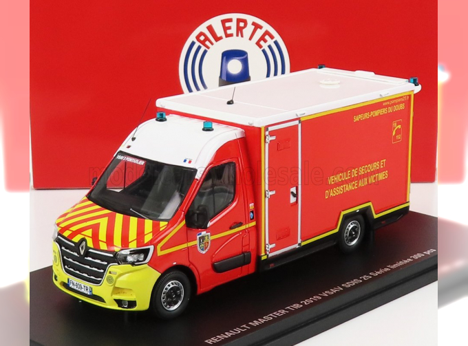 RENAULT Master Van Vsav Sdis 25 Vehicule De Secours Et D'assistance Aux Victimes Sapeurs Pompier (2019), Red White Yellow