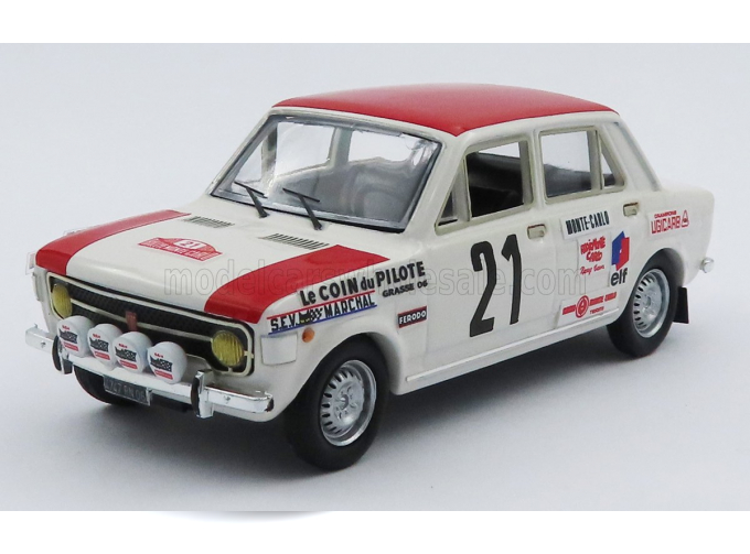 FIAT 128 (night Version) №21 Rally Montecarlo (1970) Alain Jallot - Gerard Marion, White Red