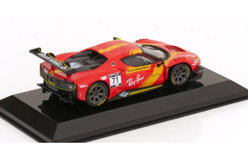 FERRARI 296 Gt3 3.0l Twin Turbo V6 №71 Racing (2022) - Con Vetrina - With Showcase, Red Yellow