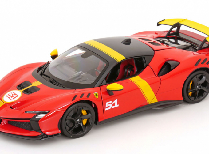 FERRARI Sf90 Xx №51 24h Le Mans Winner Livery - Exclusive Carmodel, Red Yellow