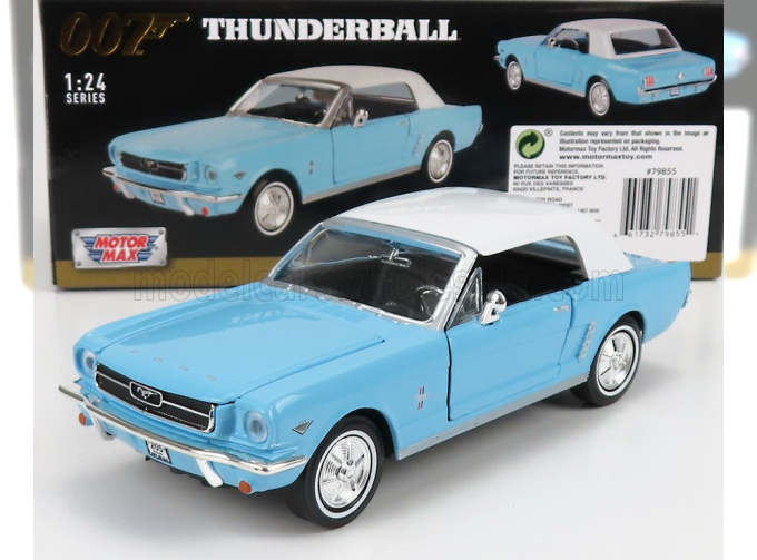 FORD Mustang Convertible Spider (1967) - 007 James Bond - Thunderball - Operazione Tuono, Light Blue White