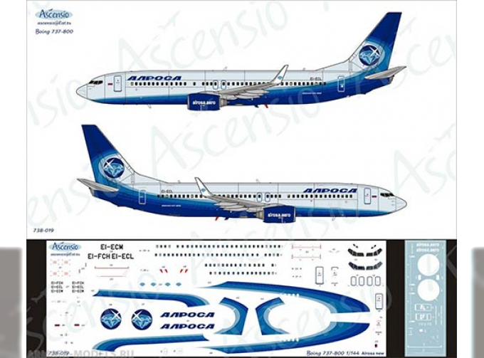 Декаль на самолет боенг 737-800 (Alrosa new colors)