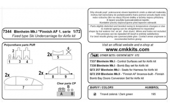 Blenheim Mk. "Finnish AF 1.serie" Fixed type Ski Undercarriage for Airfix