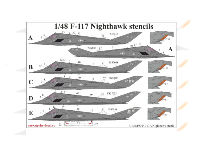 Декаль для F-117A Тех. надписи