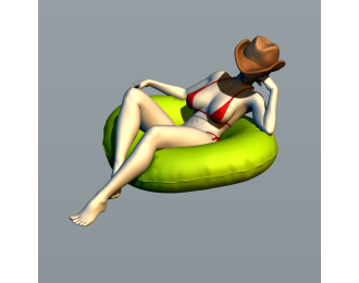 Фигура Девушка в бассейне, окрашенная