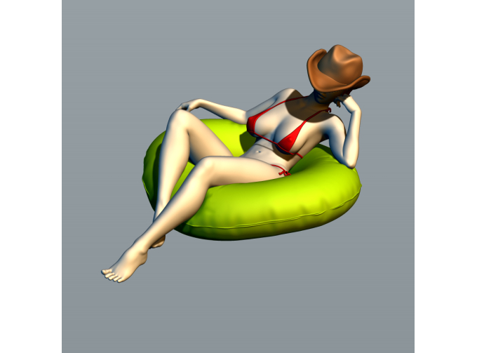 Фигура Девушка в бассейне, окрашенная