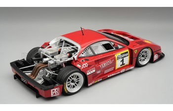 FERRARI F40 LM 3.5L TURBO V8 N 1 Winner 6h Vallelunga Gold Cup (1996) Domenico Mimmo Schiattarella - Luciano Della Noce - Open Rear Trunck And Engine part - Close With magnetic system