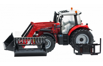 MASSEY FERGUSON 6616 Tractor With Front Loader - Scraper (2016), Red Silver