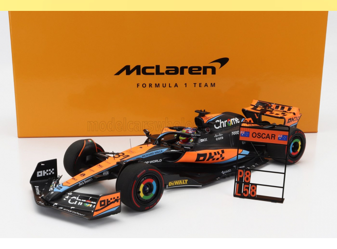 McLAREN F1 Mcl60 Team Mclaren №81 8th Melbourne Australian Gp With Pit-board (2023) Oscar Piastri, Orange Black Blue