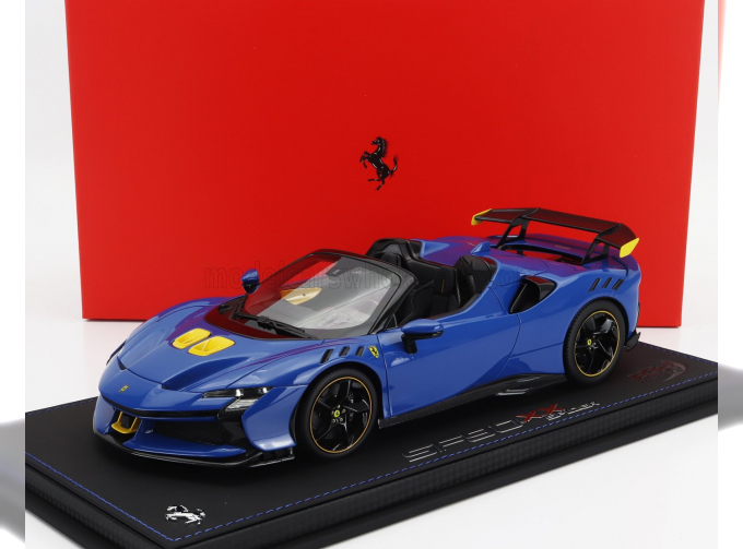 FERRARI Sf90 Xx Stradale Spider (2024) - Con Vetrina - With Showcase, Azzurro Dino - Blue Yellow