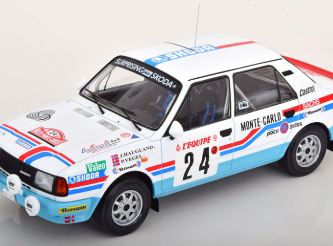 SKODA 130l (night Version) N 24 Rally Montecarlo (1987) John Haugland - Petter Vegel, White Light Blue