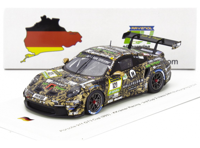 PORSCHE 911 992 Gt3 Cup Team Kkramer Racing №121 24h Nurburgring (2024) M.di Martino - C.Bruck - F.Leid - M.oberheim, Black Yellow