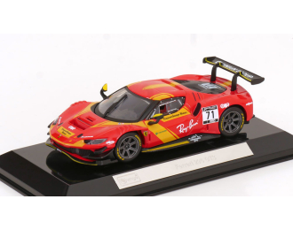 FERRARI 296 Gt3 3.0l Twin Turbo V6 №71 Racing (2022) - Con Vetrina - With Showcase, Red Yellow