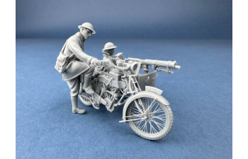 Сборная модель фигура, британский мотоциклист заводит мотоцикл
