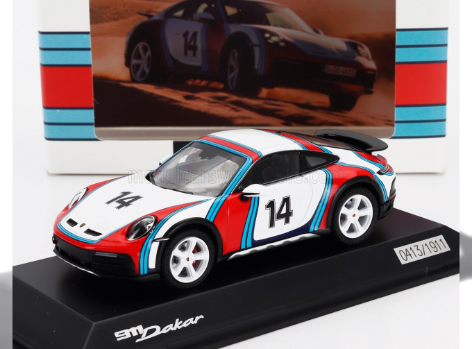 PORSCHE 911 992 Dakar Coupe №14 Martini Racing Livery (2023), White Red Blue