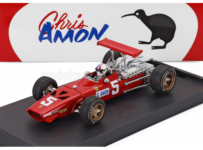 FERRARI F1 312 №5 2nd British Gp (1968) Chris Amon - With Driver Figure, Red