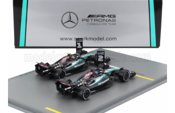 MERCEDES-BENZ GP Set F1 2x W15 Eq Performance Team Amg Petronas Motorsport №44 2nd Las Vegas Gp (2024) Lewis Hamilton + №63 Winner Las Vegas Usa (2024) George Russell, Black Silver Green