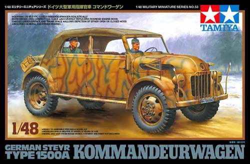 Сборная модель Нем. автомоб. German Steyr Type 1500A Kommandeurwagenс 2 фигурами, 3 вар-та декалей