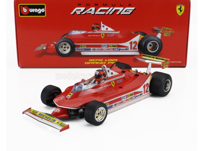 FERRARI F1 312t4 №12 Winner Watkins Glen Gp Usa (with Pilot Figure And Rain Wheels) (1979) Gilles Villeneuve, Red