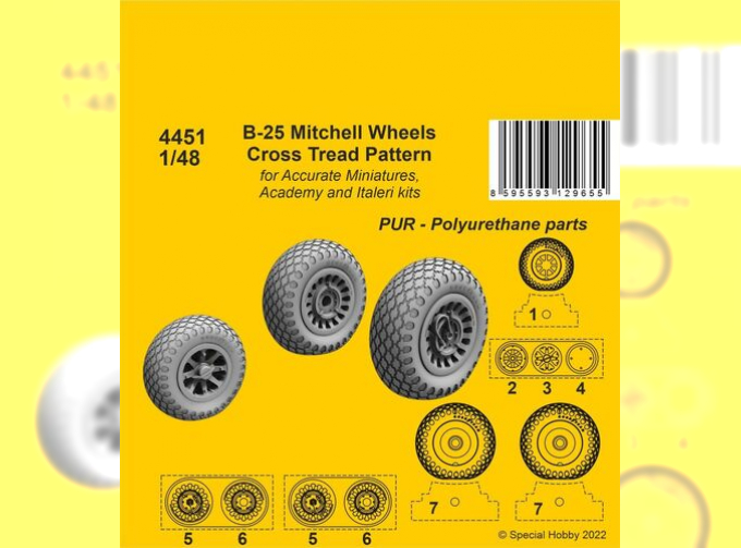 B-25 Mitchell Wheels/ Cross Tread Pattern