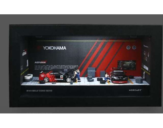 Diorama *ADVAN garage *, red/black