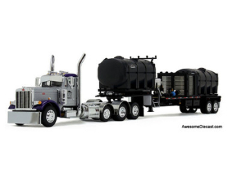 Peterbilt 379 Day Cab DEMCO Liquid Tender Trailer, Silver/Purple Larson Farms
