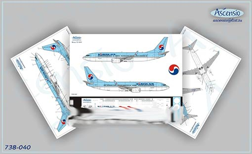Декаль на самолет боенг 737-800 (Korean Air)
