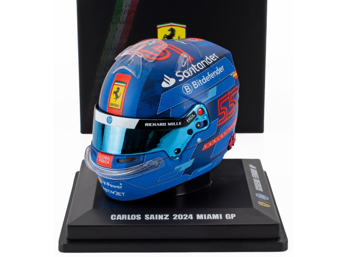 BELL HELMET Casco Helmet F1 Carlos Sainz Team Ferrari Hp №55 Miami Gp (2024), Blue Red
