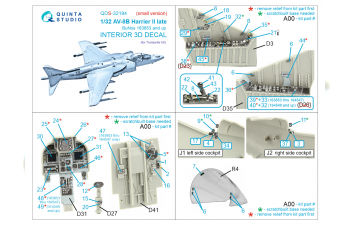 3D Декаль интерьера кабины AV-8B Harrier II поздний (Trumpeter) (Малая версия)