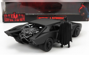 BATMAN Batmobile With Figure 2022 - The Batman Movie, Matt Black