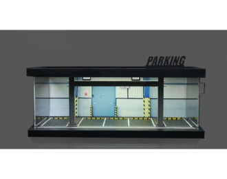 Diorama *Parking lot with light*, blue/yellow
