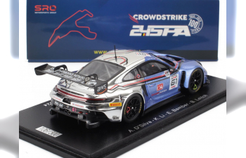 PORSCHE 911 992 Gt3 R 4.2l Team Ebm №61 24h Spa (2024) Adrian D'silva - Kerong Li - Earl Bamber - Brendon Leitch, Light Blue Silver