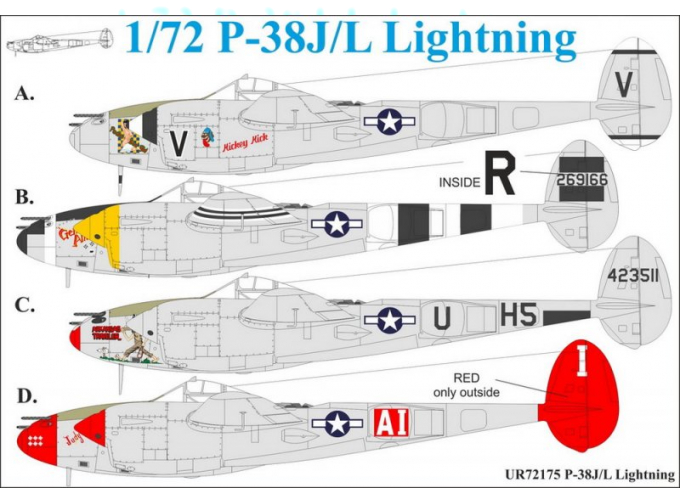 Декаль для P-38J/L Lightning