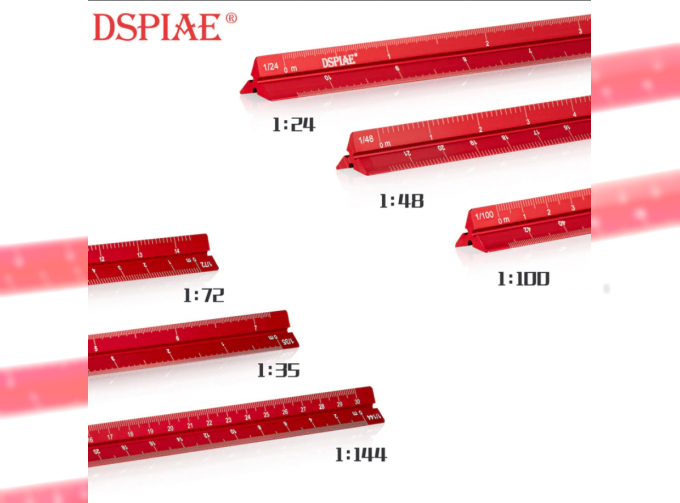 Линейка из алюминиевого сплава, 6 масштабов