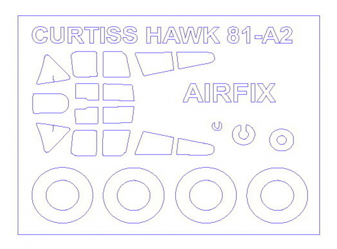 Набор масок окрасочных для остекления модели Curtiss Hawk 81- A-2 + маски на диски и колеса