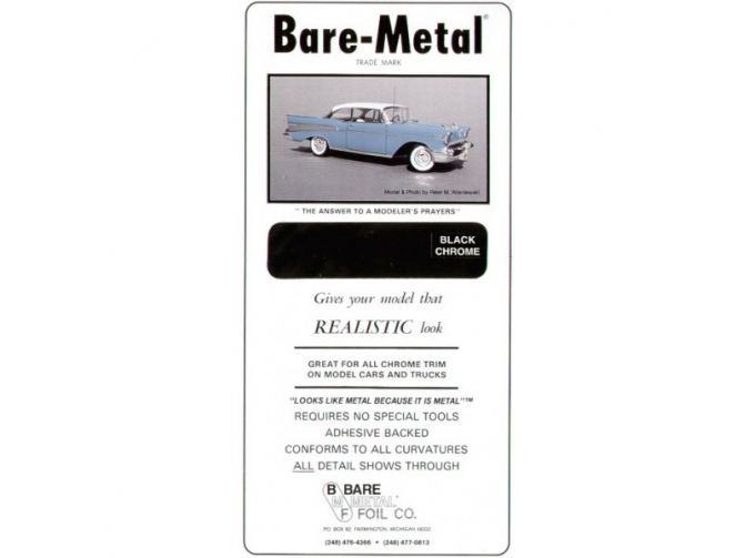 Самоклеющаяся фольга BARE-METAL 007 BLACK CHROME (черный хром), 152 х 298 мм