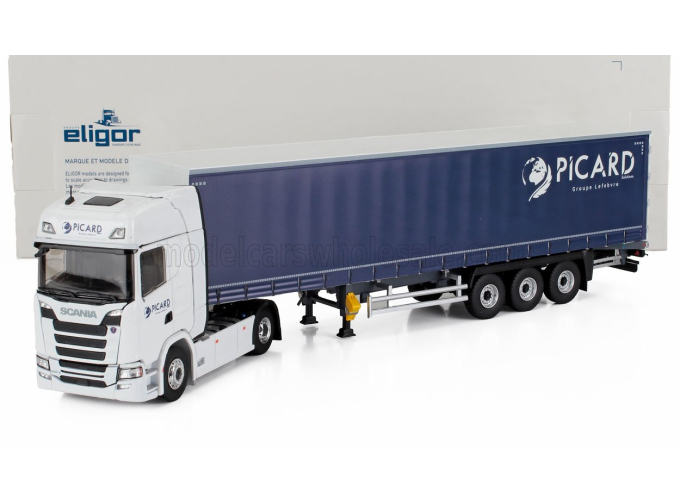 SCANIA S500 Truck Telonato Picard Transports (2021), White Blue