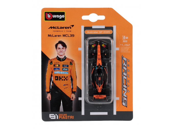 McLAREN F1 Mcl39 Team Mclaren №81 Season (2025) Oscar Piastri, Orange Black
