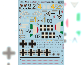 Набор декалей Me 109 F-4 Luftwaffe Part 1 Wet decal