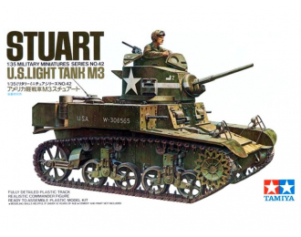 Сборная модель Американский легкий танк М3 Генерал Стюарт с 1 фигурой командира