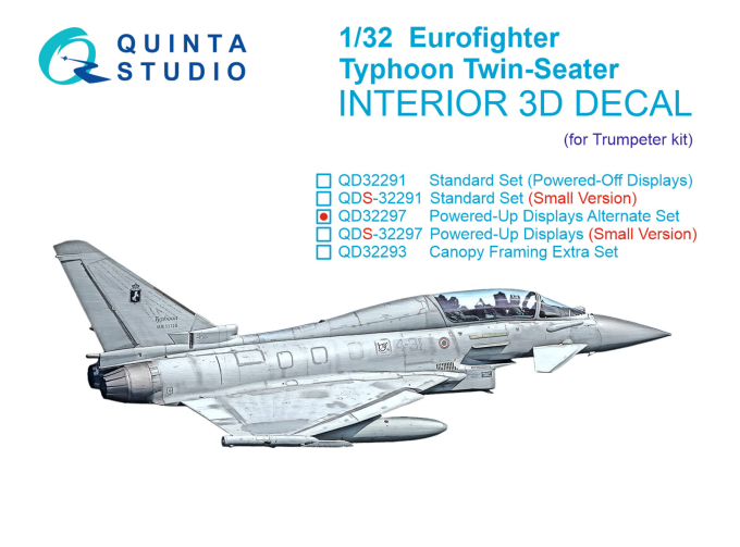 3D Декаль кабины с включенными дисплеями для Eurofighter Typhoon EF-2000B/2000TДвухместный (Trumpeter)