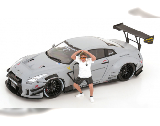 NISSAN GT-R (R35) LBWK Body Kit 2 0 with Kato San figurine (2024), matt-grey