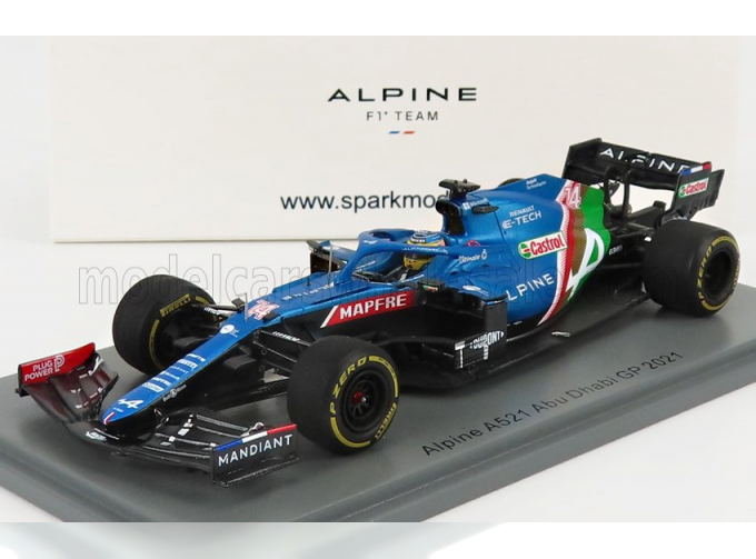 RENAULT F1 A521 Renault E-tech 20b Team Alpine N14 8th Abu Dhabi Gp (2021) Fernando Alonso, Blue Met Red White