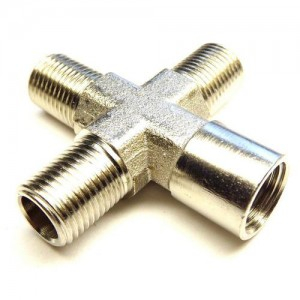 Разветвитель, 1 вход (гайка), 3 выхода (штуцер), металл