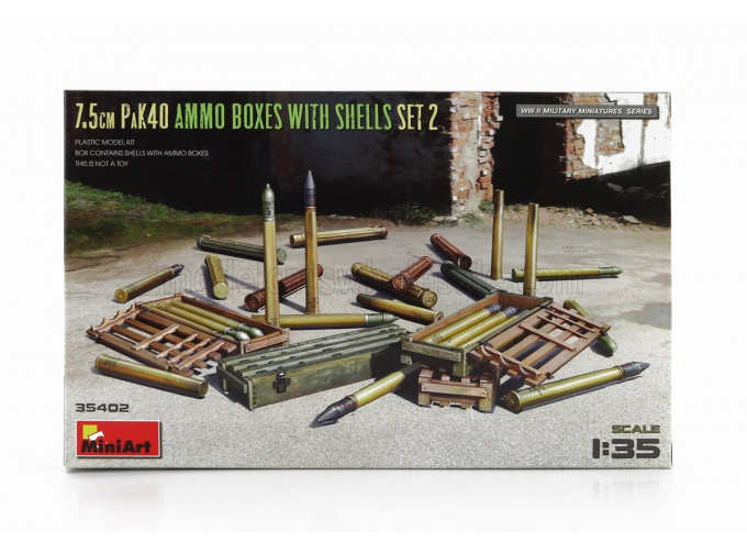 Сборные модели ACCESSORIES Military 7.5cm Pak40 Ammo Boxes With Shells Set 2